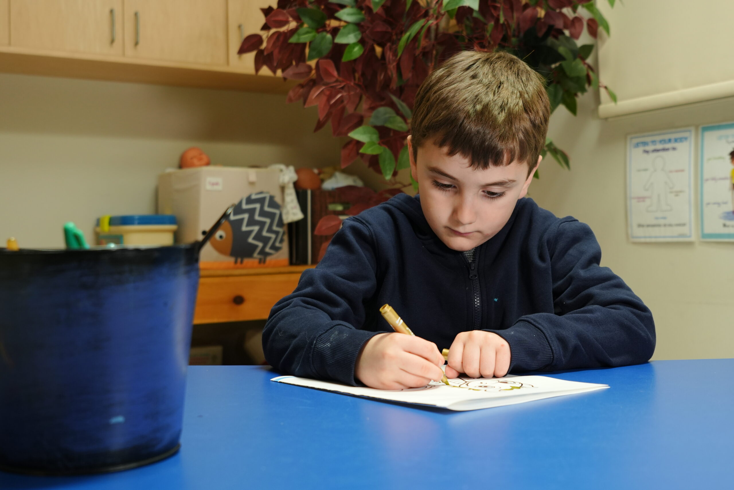 Child doing a workbook